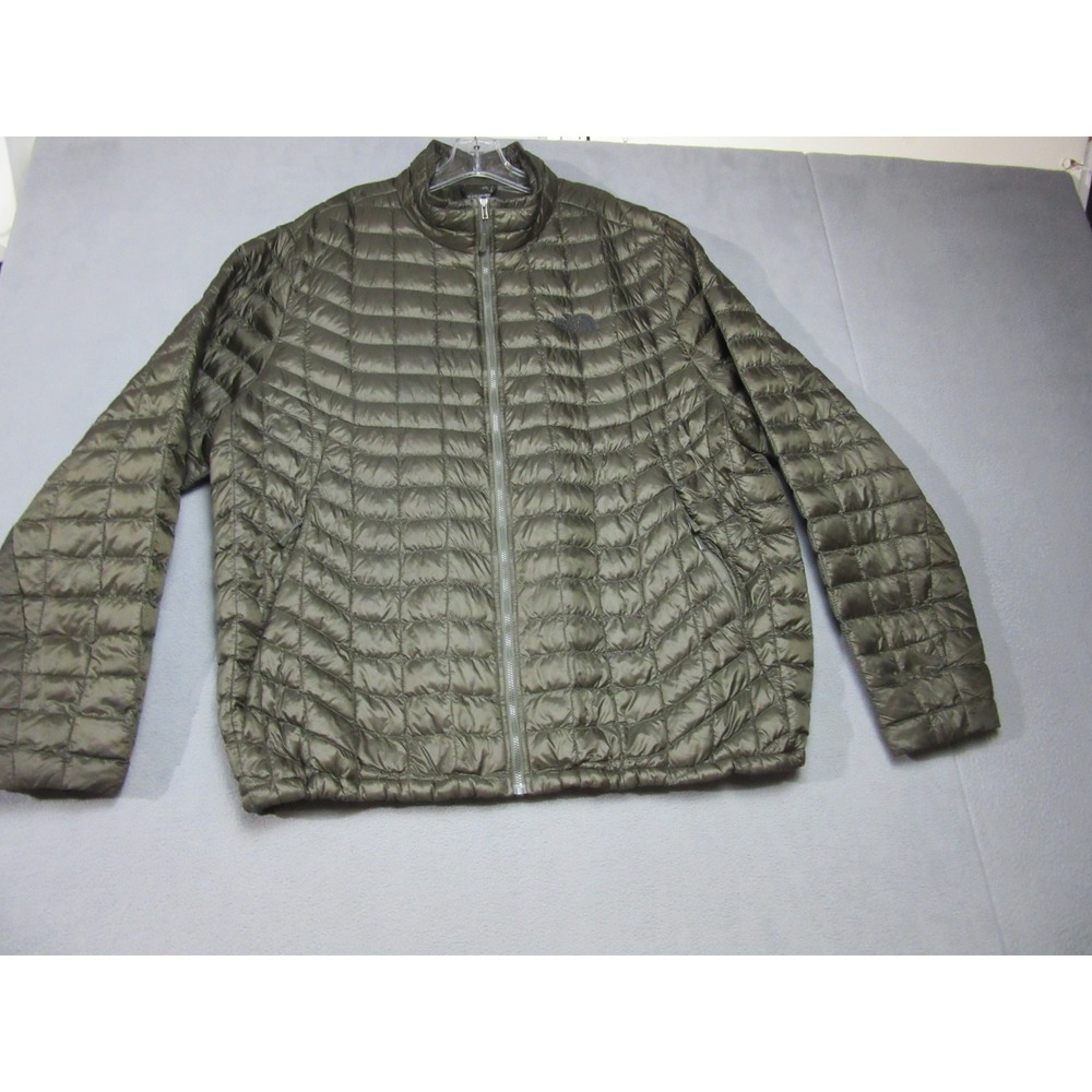 The North Face Thermoball Jacket Mens 2XL Green Camo Quilted Puffer Zip Pockets